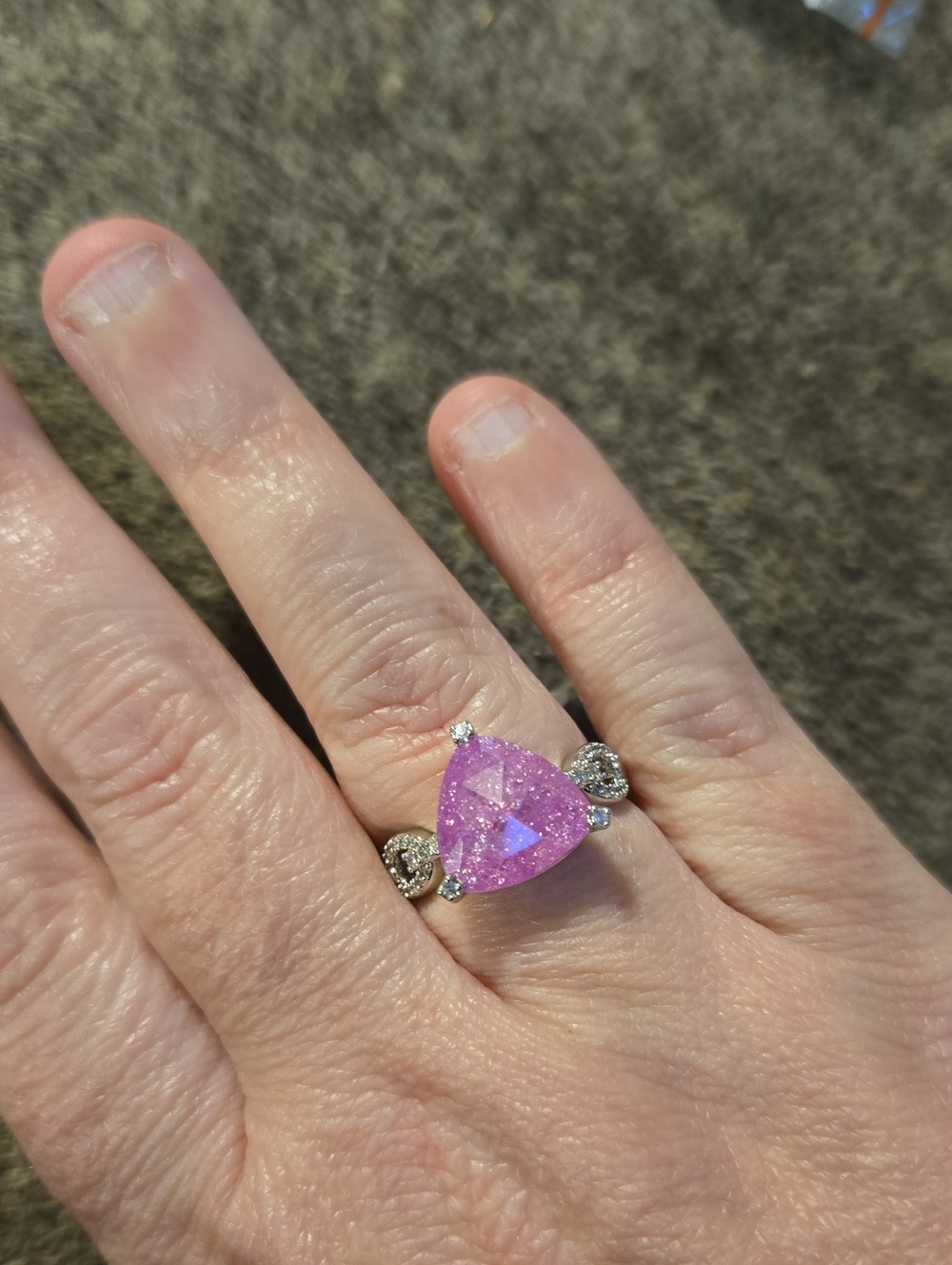 BP Bedazzling Trio Lab Created Lavender Ice Crystal On Rhodium Plating